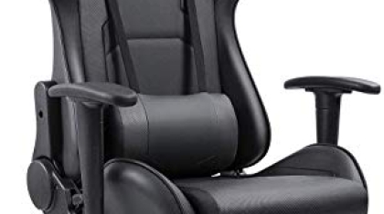 Homall Gaming Chair Office Chair High Back Computer Chair PU Leather Desk Chair PC Racing Executive Ergonomic Adjustable Swivel Task Chair with Headrest and Lumbar Support (Dark Black)