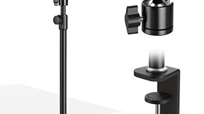 WEIXINHAI Camera Desk Mount Stand, 16.5-28.3 inch Aluminum Adjustable Tabletop Light Stand with 360° Rotatable Ball Head, 1/4“ Screw for DSLR Camera, Ring Light, Webcam, Projector