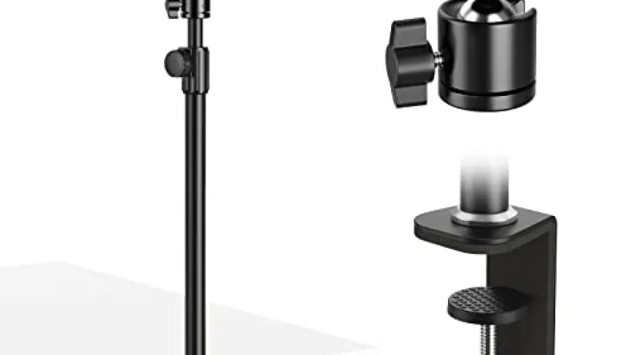 WEIXINHAI Camera Desk Mount Stand, 16.5-28.3 inch Aluminum Adjustable Tabletop Light Stand with 360° Rotatable Ball Head, 1/4“ Screw for DSLR Camera, Ring Light, Webcam, Projector